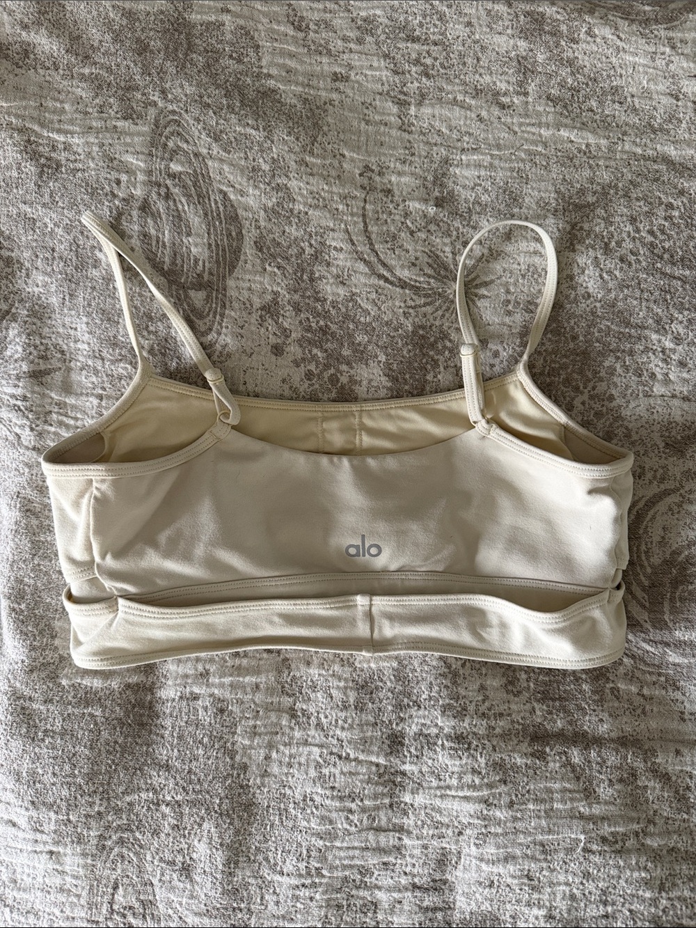 ALO Yoga Cream Adjustable-Strap Sports Bralette